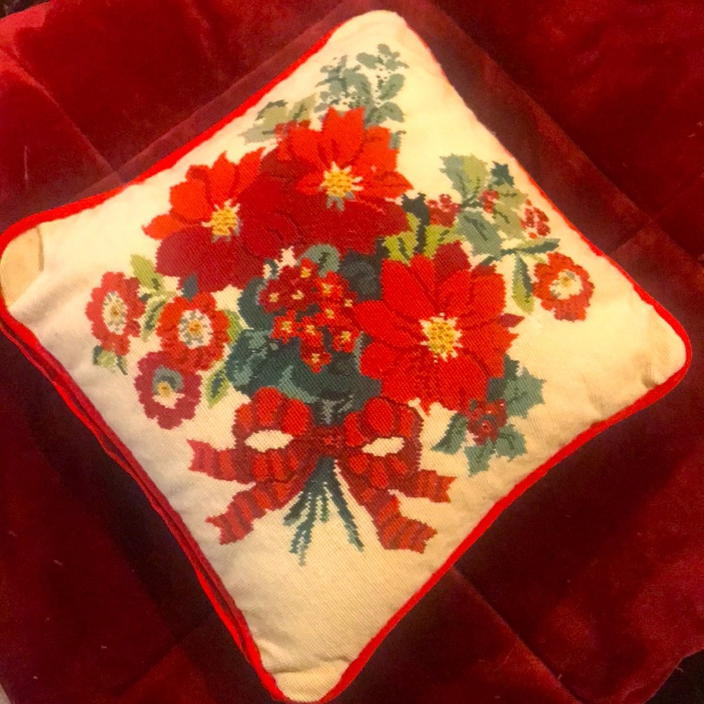 Pillow Needle Point Christmas Pillow Vintage